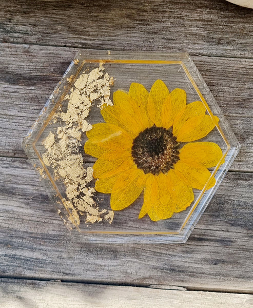 Hexagon Sunflower Coaster Set